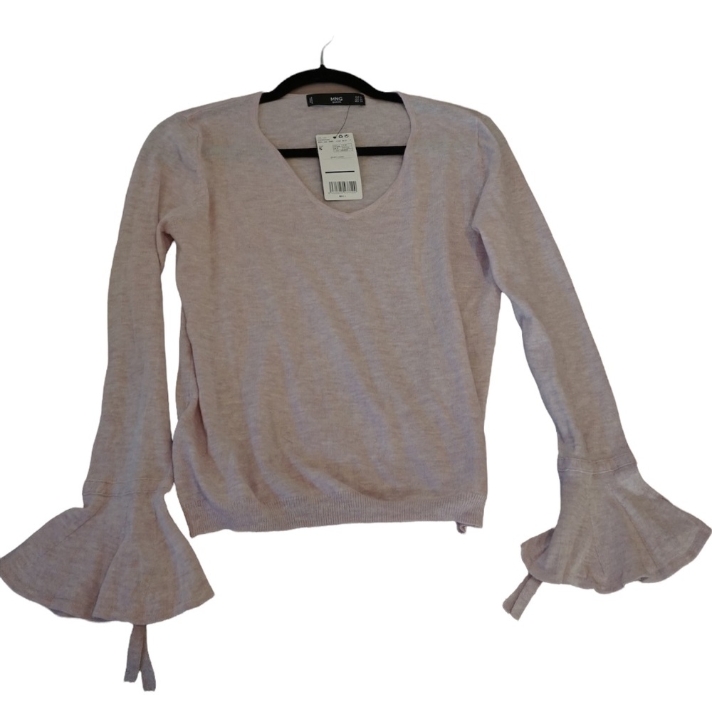 NWT now selling mango lightweight pink pleated peplum sleeve size Small